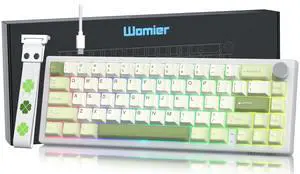 Womier 60% Gaming Mechanical Keyboard Green QMK/VIA Creamy Keyboard Wired, Hot Swappable Gasket Mount RGB Key Board & PBT Keycaps(VK66 PRO)