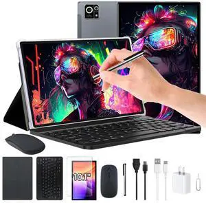 M8 10Android 15 Tablets WiFi Model,8000mA Large Battery,8 Core CPU A523,12GB+256GB+1TB Expandable,13MP+5MP Camera,FaceID+5Gwifi+GPS+IPS,Keyboard/Mouse/Stylus/Case/Protective Film Includ (Gray)