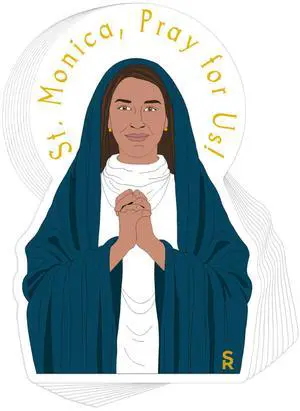 Catholic Concepts | St. Monica 4 x 2.25 Vinyl Sticker Label Decal Waterproof Cool Accessory for Laptop, Hard Hats, Water Bottles, Scrapbooks, Folders, Cell Phone | 10-Pack