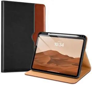 VIKESI Case for iPad (A16) 11th Generation 11 Inch 2025 and iPad 10th Generation 10.9 Inch 2022, Leather Smart Folio Cover with Pencil Holder and Hand Strap, Support Auto Sleep/Wake, Black Brown