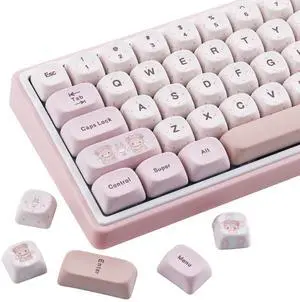 Sunzit Bear Tea Party MOA Keycaps,130 Keys Cute PBT Custom Keycaps 60 65 75 100 Percent,Dye-Sub Key caps Keyboard Keycap Set for MX Switches Mechanical Keyboard(MOA Profile)