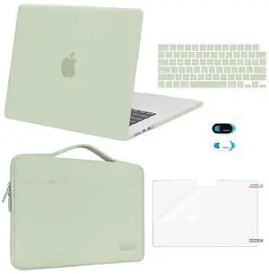 MOSISO Compatible with MacBook Air 15 inch Case 2025 2024 2023 Release M4 A3241 M3 A3114 M2 A2941, Plastic Hard Shell&Carrying Sleeve Bag&Keyboard Cover&Webcam Cover&Screen Protector, Sage Green