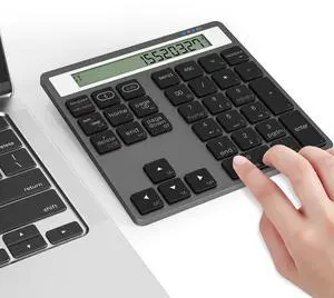 Numeric Keypad Bluetooth Number Pad - with Display Calculator Bluetooth Wireless Numpad Keyboard 2 in 1 Data Entry + Calculation, Slim 34 Keys External Number Keypad for Laptop Macbook Mac Surface PC