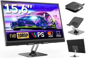 Dopesplay Portable Monitor, 15.6" FHD 1080P Portable Screen for Laptop with Adjustable Stand, USB-C HDMI Second External Monitor, Travel Screen Extender for Laptop Mac Phone PS4/5 Xbox Switch - Black