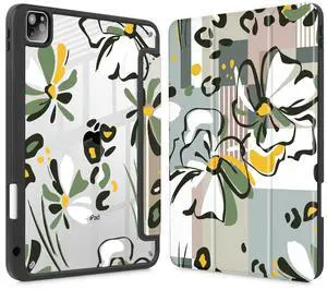 Mektron Case for iPad Pro 11 inch (4th, 3rd, 2nd & 1st Gen) 2022 2021 2020 2018, Buit in Pencil Holder with Shockproof Cover Clear Shell + AutoWake/Sleep, Abstract Floral C346 Mektron Case for iPad Pro 11 inch (4th, 3rd, 2nd & 1st Gen) 2022 2021 2020 2018, Buit in Pencil Holder with Shockproof Cover Clear Shell + AutoWake/Sleep, Abstract Floral C346