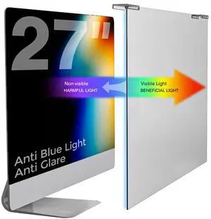 Gailac Anti Blue Light & Anti Glare Screen Protector,27-28 Inch Monitor Screen Protector for Eyes Strain,Hanging Computer Screen Blue Light Blocker for LCD TV PC Monitors(1 Pack: 27"-28" Diagonal)