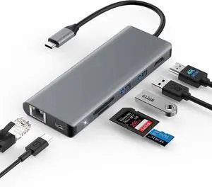 7-in-1 USB C Hub, 4K USB C to HDMI Adapter, Gigabit Ethernet, MicroSD/SD Card Reader, 2 USB 3.0 Ports, with 87W Power Delivery for MacBook Pro, Chromebook, XPS, Galaxy S9/S8, and More (Space Grey)