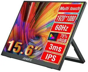 Anmite Touch Portable Monitor for Laptop 15.6 Inch Computer Gaming Display Metal Enclosure Mobile Display External Display for Xbox PS4 Phone with Speakers Type-C USB-C HDMI IPS FHD 1080P LED Screen