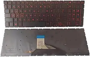 Laptop Replacement Latin Spanish Layout Keyboard for HP Omen 15-DC 15-DC1018ca 15-DC1085NR 15-DC0010CA 15-DC0010NR 15-DC0020CA 15-DH 15-DH002NR 15-DH001 15-DH0161TX 15-DH101NR Red Backlit