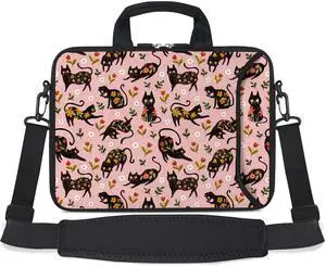 RICHEN 17 inch Laptop Shoulder Bag Carrying Case with Handle Fits 15.6/16/17/17.3/17.4 inch Laptop Notebook (Flowers Cats, 16-17.3 inch)