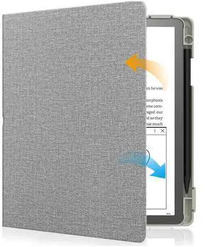 E NET-CASE Case for Kindle Scribe (2024/2022 Released) - Lightweight and Hard Back Shell Protective Book Folio Cover with Auto Sleep Wake for Kindle Scribe 10.2" 2024/2022 with Pen Holder (Gray)