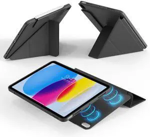 ZOPSGYU Case for iPad (A16) 11th Generation 11 Inch, for iPad 10th Generation 10.9 Inch -Magnetic Detachable Y-Shaped Cover, Clear 360 Rotating Backshell & Multi-Angle Stand, Auto Wake/Sleep, Black