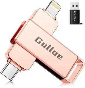 Gulloe 512GB Flash Drive Intended for iPhone, Memory Stick Storage for Photos and Videos Backup, Compatible with iPhone iPad Android PC, Plug and Play, No Application Required (Rose Gold)