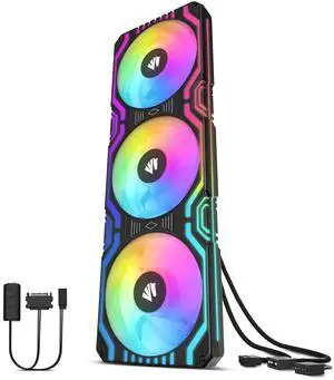 Asiahorse Matrix-Black 56 Addressable LEDs RGB Fans, 360MM All-in-One Square Frame Integrated RGB Case Fan with MB Sync/Analog Controller, PWM Control Fan for Computer Case and Liquid Cooling System