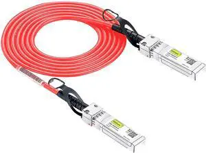 10Gtek [Red Colored 10G SFP+ DAC Cable - Twinax SFP Cable for Cisco SFP-H10GB-CU3M, Ubiquiti UniFi, D-Link, Supermicro, Netgear, Mikrotik, Fortinet, 3-Meter(10ft)