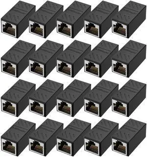 Jadaol [1000Mbps, High-Speed] RJ45 Coupler, Ethernet Extender Adapter for Cat7/Cat6/Cat5e, Female to Female LAN Connector for PC, Router, Modem, PS5, Xbox, Network Extension (Black, 20Pack)