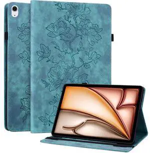 YHDXUYS Case for iPad Air 13 Inch Case M3 2025/M2 2024, Auto Wake/Sleep Slim PU Leather Folio Cover with Multi-Angle Stand and Pen Holder, Light Green