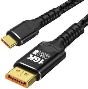 XMSJSIY USB C to DisplayPort 2.1 Cable Bidirectional [16K@30Hz 8K@120Hz 4K@240Hz] USB Type-C to DP [Thunderbolt 3/4 Compatible] 40Gbps DisplayPort Cord Support DSC HDR VRR ALLM - 2M/6.56FT
