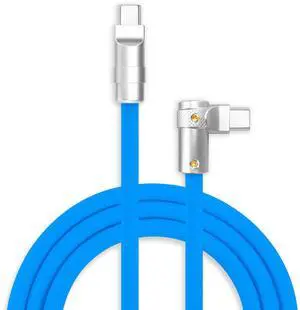 chubbycable FlexElbow 90 Degree 240W Fast Charging Cable Right Angle USB C Cable Silicone Charging Cord Compatible with iPhone 17-15 Series iPad, Blue, Type-C to Type-C, 0.32FT
