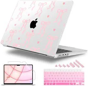 Lepeoac for MacBook Pro 16 inch Case 2021 2022 2023 2024 Release A3186 A3403 M4 A2991 M3 A2780 M2 A2485 M1 Pro/Max, Hard Shell Case with Screen Protector & Keyboard Cover, Bow