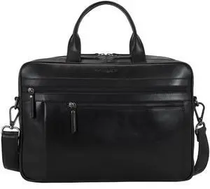 Marc Peter Black Laptop Bag Los Angeles I Leather Shoulder bag for 15.6 inch Laptop I Briefcase for men and women