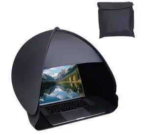 Portable Sun Shade for Working Outside - Up to 18" UV Shield & Sun Tent | Foldable Outdoor Computer Cover with Glare Reduction | Fits Most Laptops (Black)