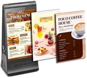 Digital Signage Display for Tabletop ,Interactive Digital Signage with Double 8 inch LCD Touch Screen and WIFI Connected,Rechargeable 23200mAh Battery,Portable Advertising Kiosk for Restaurants,Bar, H