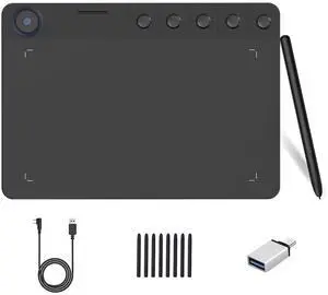 Havapen Graphics Drawing Tablet with 5 Shortcut Keys 9 x 5 Inch Digital Pen Tablets with Quick Dial and Battery-Free Passive Stylus Compatible with Android/Windows/Mac OS