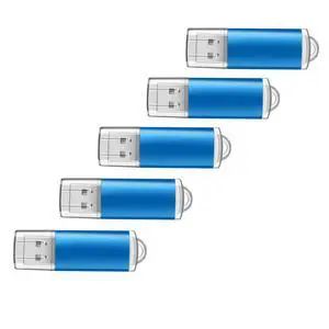 Generic 64GB USB Flash Drive 5-Pack, Swivel Thumb Drives with Rotating Cap, 5 Pack Blue Color Options for Data Storage, Perfect for Students, Teachers, Office Use (5 Pack Plastic USB Blue, 64GB)