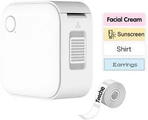 teeche Mini Label Maker Machine with Tape - Portable Small Label Maker, 1000+ Templates & Waterproof Labels, Smart App Control for Home, Office, School, Kitchen Organization, White