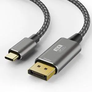 USB C to DisplayPort 2.1 Cable 3FT 16K@30Hz 8K@120Hz 4K@240Hz , 40Gbps High-Speed Type-C to Display Port Cord, USB-C to DP Wire for Thunderbolt 3/4/5, iPhone 16/15, Galaxy S24, MacBook Pro/Air, iPad