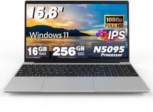 MYW Laptop Computers,15.6" IPS 1080P Screen,N5095 Processor 4C 4T Up to 2.9Ghz 16GB RAM 256GB SSD, Latops with Fingerprint Recognition Backlit Keyboard,WiFi,USB 3.0, Webcam, HDMI