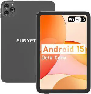FUNYET Android Tablet,10 inch Tablets 2025,8GB (4+4) RAM 128GB Storage (Expandable),Octa-Core Processor,HD Display,Dual Cameras,6000mAh Battery,GPS, Wi-Fi 5,Bluetooth 5.0,Incell Screen,Metal Shell