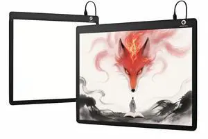 goodmore Glass Mouse pad,LED Illuminated Gaming Mousepad,Large Mouse pad 400mm * 300mm, Special Glass Surface to Improve Accuracy and Speed, Silicone Anti Slip(Red Fox)