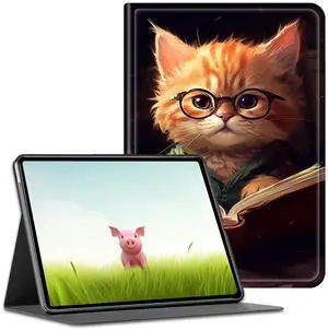 BEOTIWAD for All-New Amazon Fire Max 11 Tablet (13th Generation,2023 Release),PU Leather Multi-Angle Anti Slide Stand Cases with Auto Wake/Sleep for Fire Max 11 2023 Tablet,Kitten with Glasses