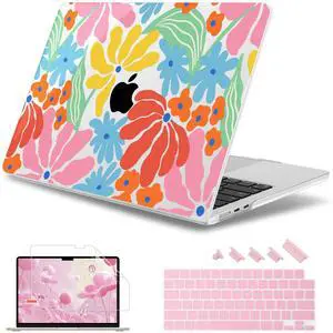 May Chen [2025 New Pattern] for MacBook Air 13.6 inch Case M2 M3 M4 Chip Model: A2681 A3113 A3240, 2022-2025 Release, Plastic Hard Shell Cover with Screen Protector & Keyboard Skin - Colorful Floral