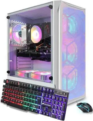 STGAubron Gaming PC Computer Desktop, Intel Core I7 up to 3.9 GHz, GTX 1660 Ti 6G GDDR6, 16GB RAM, 512GB SSD, WiFi, BT 5.0, RGB Fan x 6, Windows 11 Home,White