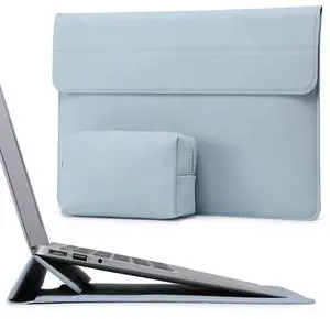 HYZUO 13 Inch Laptop Sleeve Case with Stand for 2025-2018 MacBook Air 13 M4 M3 M2 M1, 2025-2016 MacBook Pro 13 M2 M1, 13" iPad Pro/Air, Surface Pro 11/10/9, XPS 13, with Pouch, Pale Blue