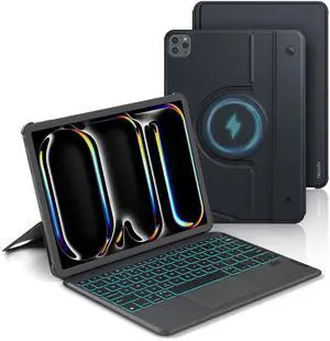 Nillkin Slim Folio Keyboard Case for iPad Pro M4 11 inch, Magnetic Case with Detachable Backlit Keyboard  Multi-Touch Trackpad  Magic Keyboard for iPad Pro 11 inch M4 2024, Black