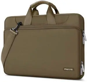 MOSISO 360 Protective Laptop Shoulder Bag Compatible with MacBook Air/Pro, 13-13.3 inch Notebook, Compatible with MacBook Pro 14 inch M5 M4 M3 M2 M1,Matching Color Sleeve with Belt, Olive Yellow