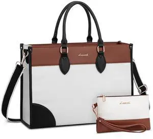 LOVEVOOK Laptop Bag for Women 17 lnch,Waterproof Laptops Tote Bags for Womens,Professional Work Bags for Women with Cup Holder,Large Laptop Purse Computer Briefcase Office Teacher Clutch Bag,2 PCS