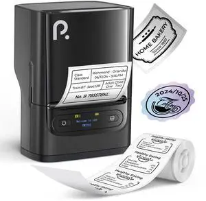 PM220S Label Maker Machine with Tape, 2 Inch Bluethooth Portable Thermal Label Printer for Small Business, Office, Home, Sticker Printer for Phone and PC, Black