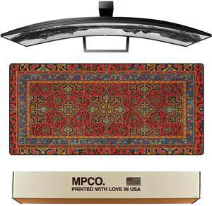 MPCO. Large Gaming Mouse Pad- 36" x 17" Aeroglyde Arabic Textiles Royal-Medallions Mouse Pad Mat - Full Desk Mouse Pad for Smooth Control - Non-Slip, Washable, Smooth Finish Large Mousepad for Desk
