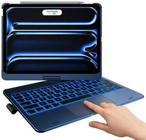 typecase Touch Keyboard Case for iPad Pro 11-inch (M5/M4, 2025/2024), Wireless Keyboard with 11-Color Backlight, 360°Rotatable Protective Case with Pencil Holder, Multi-Touch Trackpad, Midnight Blue