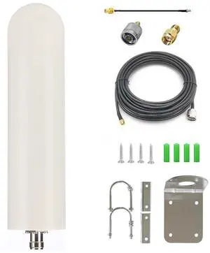 5G 4G LTE Outdoor Omni Antenna with 10ft Cable SMA Male & N Male TS9 RP Adaptor Wall & Mount Waterproof for Verizon ATT T-Mobile Sprint Router Gateway Modem Cellular Trail Camera Home WiFi Internet