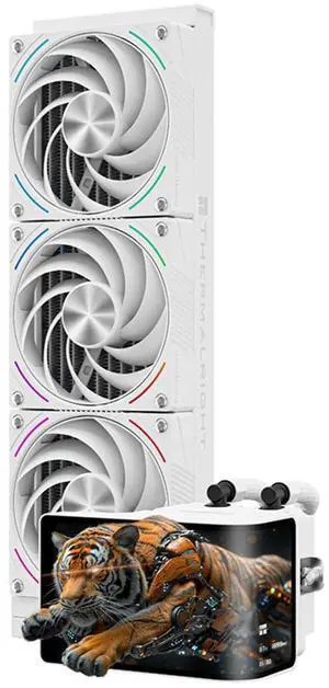 Thermalright Wonder Vision 360 Turbo ARGB White CPU Water Cooler, 60HZ Curved Screen with 2400x1080 Resolution,for AM4/AM5,Intel LGA1851/1700,6.67in 3D Screen High Performance Pump,3000RPM Fan Speed