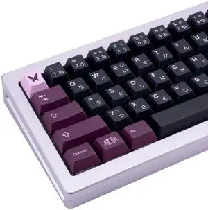 JOLINTAL PBT Japanese Keycaps 130Keys, Minimalist Purple and Black Keycaps, Dye Sublimation Cherry Profile Keycaps Set Fit for 61/64/87/104/108 Cherry Gateron MX Switches Mechanical Keyboard