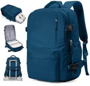 VECAVE Carry On Backpack for Women, Airline Approved Large Travel Backpack Flight Approved, Waterproof 14 Inch Laptop Backpack Business Work Backpacks Bag Men Mochila De Viaje JewelBlue.