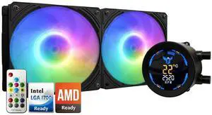 Osprey 240mm AIO CPU Cooler, Copper Radiator with 2400RPM Digital Display Pump, ARGB Fans, Leakproof Technology, PWM Control, CSM Utility App, Supports Intel LGA 1700/1200/115X & AMD AM5/AM4, Black