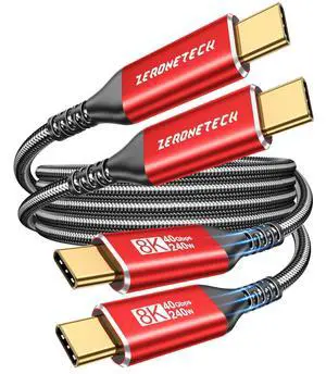 40Gbps USB 4 Cable for Thunderbolt 4 [Red, 3.3Ft-2Pack, Durable], High-Speed Data Transfer, USB C Monitor Cable 8K@60Hz/4K@144Hz, 240W Fast Charge for MacBook, iPad ,SSD enclosure,Docking,eGPU Dock